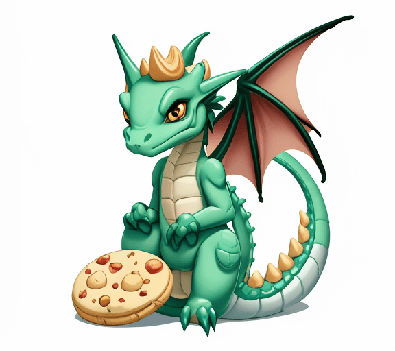 AI generated: cartoon sweet baby dragon with a cookie  with only the lines so i can paint it and fit the canvas wi...
