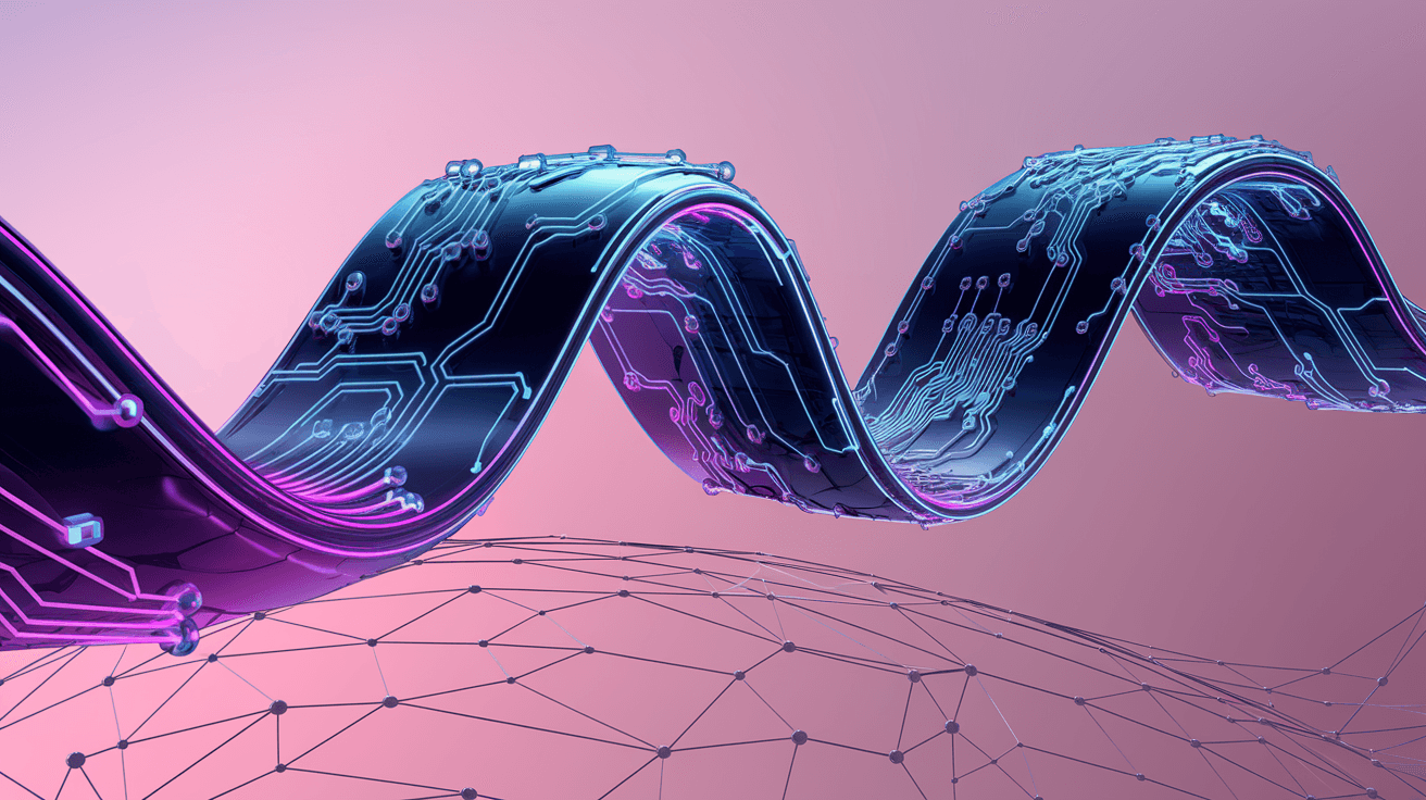 AI generated: A futuristic, fluid, and dynamic representation of a fintech settlement platform using blockchain te...