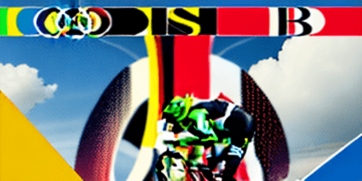 AI generated: real Foto cycling at the Paris Olympics, Gaspare Caramello transconceptual art's style, vivid and br...