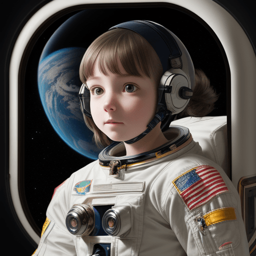 AI generated: a girl astronaut talking to an android