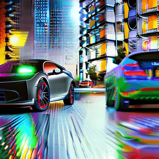 AI generated: Photo of a ultra realistic imagine a futuristic city with big multicolor neon lights and a high spor...