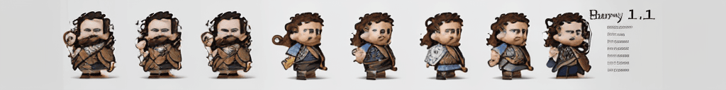 AI generated: character sheet concept art of a friendly halfling bard grey background big head little body
(zrpgst...