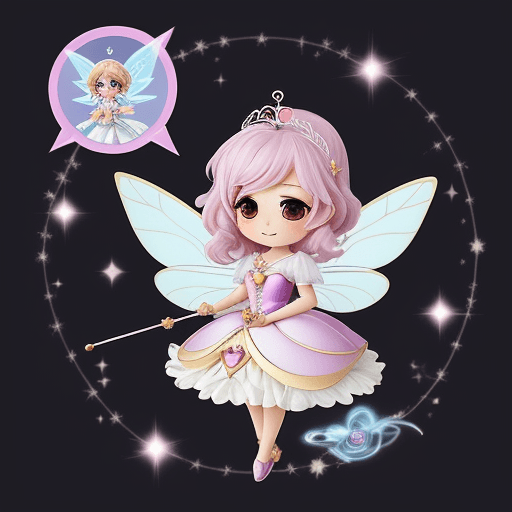 AI generated: Create a cute, chibi fairy godmother with a magic 
wand, fulfilling an enchanting wish.