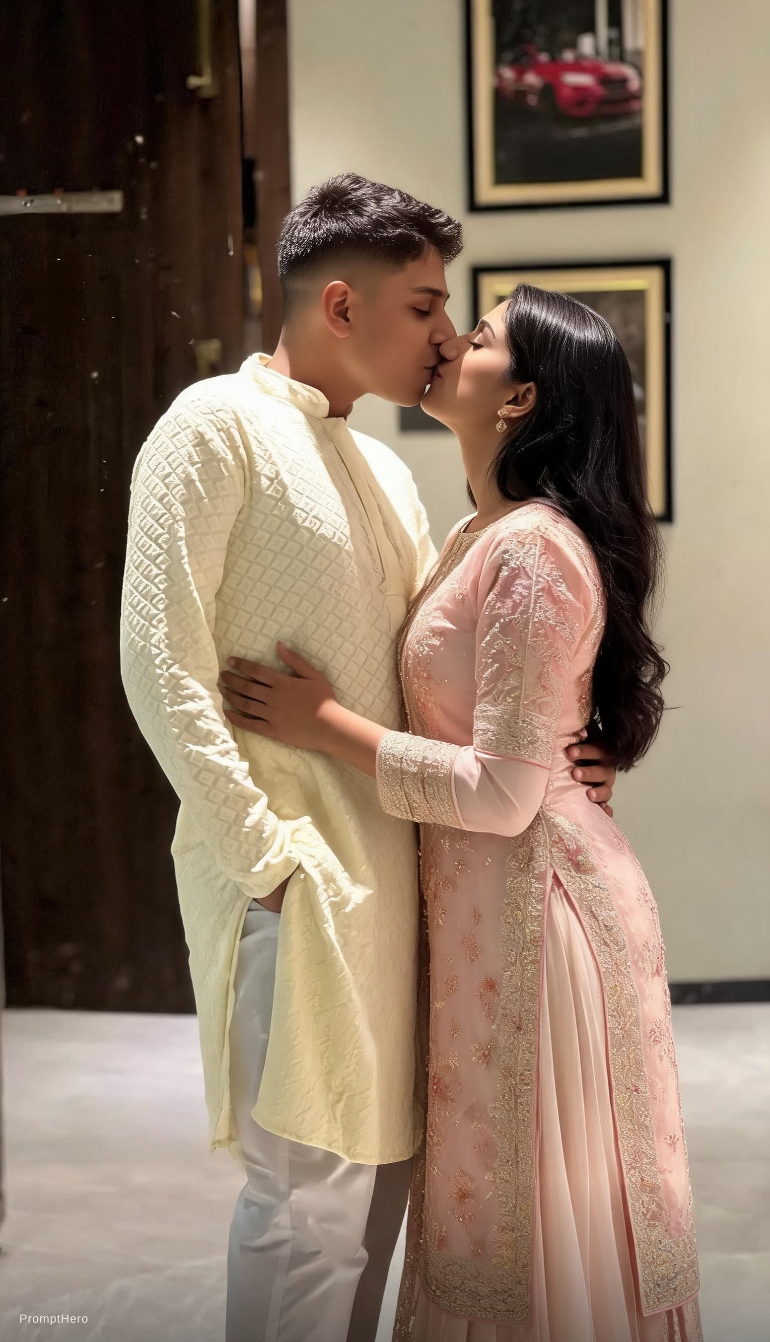 AI generated: indian couple kissing
