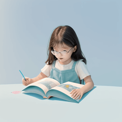 AI generated: Small illustrations of children exploring and learning (e.g., reading books, using magnifying glasse...
