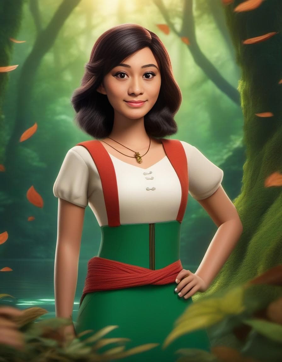 AI generated: Vanellope von Schweetz from Disney Live series, (detailed stunning forest environment) , cinematic, ...