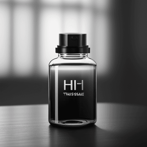 AI generated:     Cinematic photograph of a Glass Bottle Pressed Serum Packaging Gray Black Gradient Tone Lilies L...