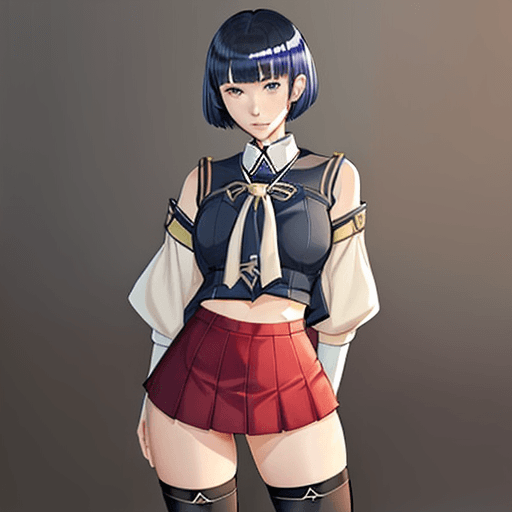 AI generated: Girl, asian, schoolgirl, Fire emblem Three Houses art style, one girl, thigh highs, refined anime ar...