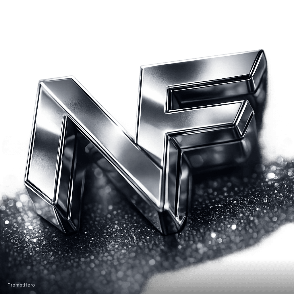 AI generated: Make a logo with a NF latter, The logo emphasizes modern shape with metallic texture details made of...