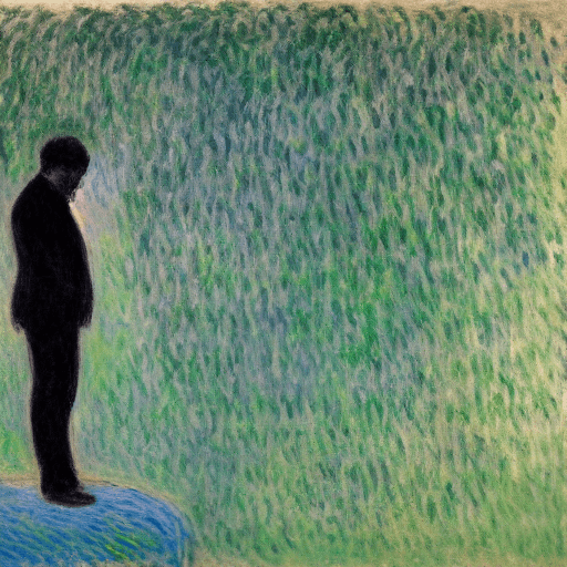 AI generated: expressionist painting of man trapped in his thoughts, monet style

