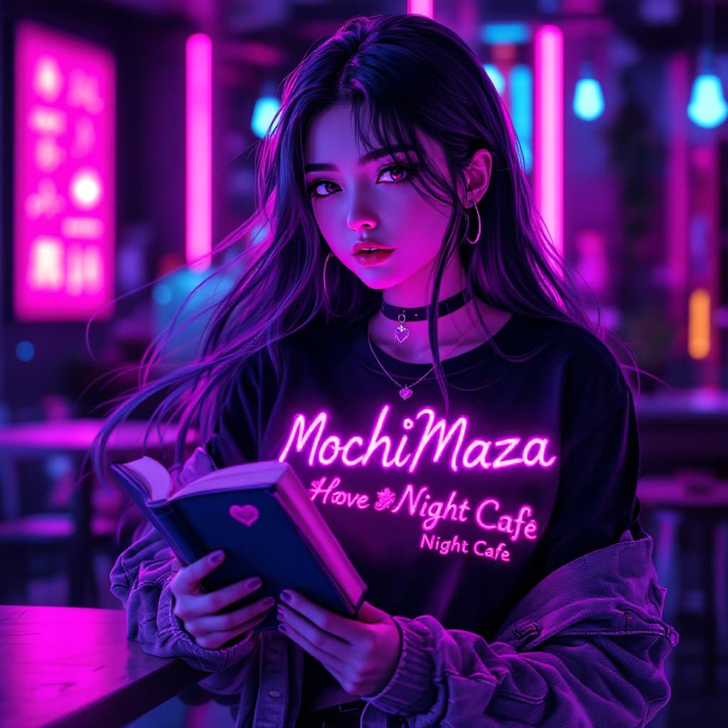 AI generated: A stunning, glowing FLUORECENT neon Anime Female Character that emits an otherworldly luminescence. ...
