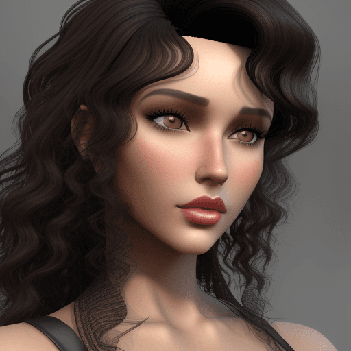 AI generated: a model with curly black hair, in the style of daz3d, close-up, hazy, wavy, brown, tondo, ferrania p...