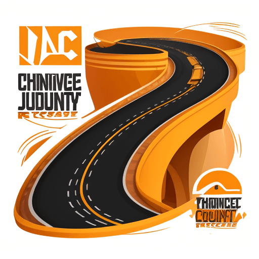 AI generated: tshirt logo design vector, A curvy road that transforms into industrial shapes, highlighting your cr...