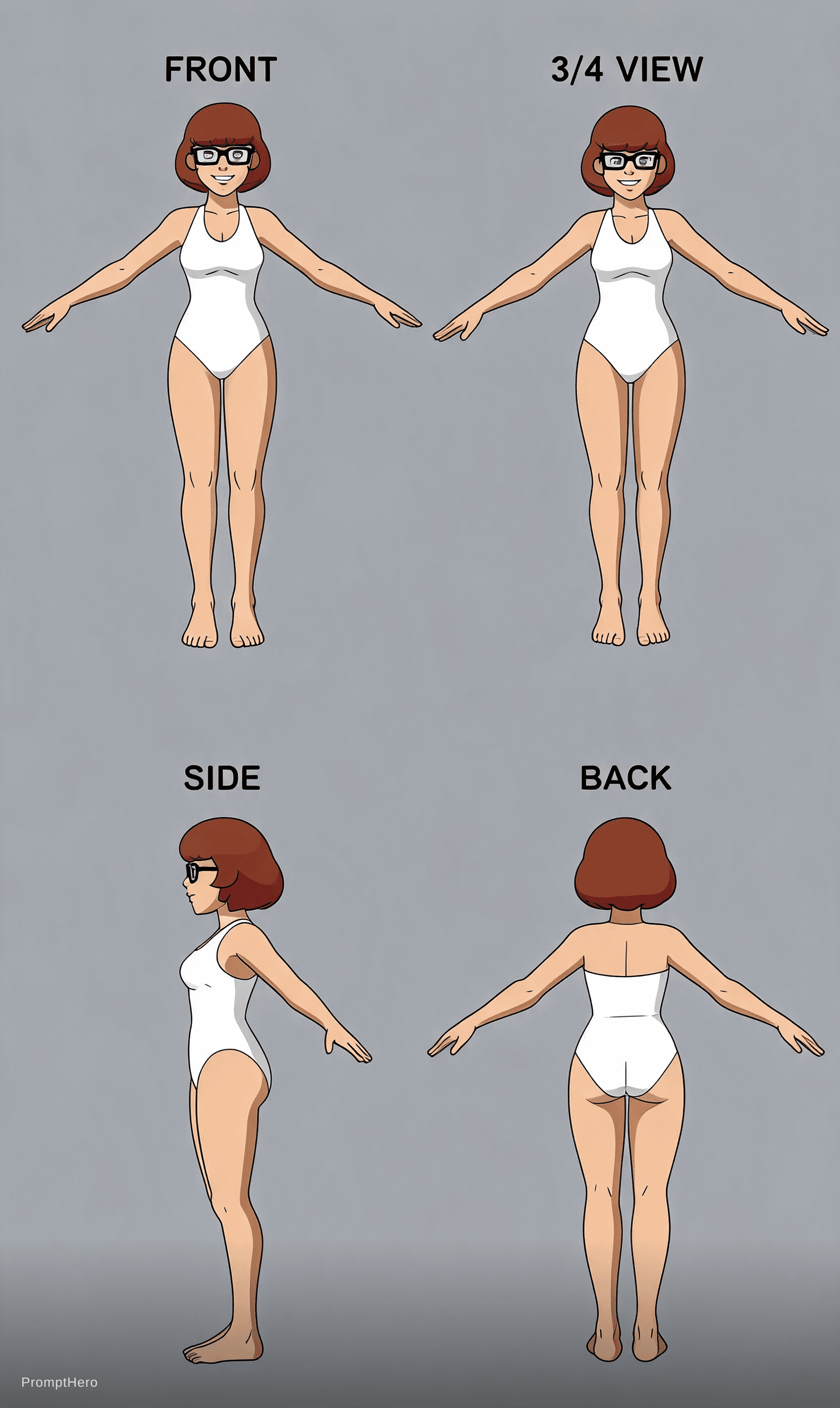 AI generated: masterpiece, best quality, highres:1.2), character turnaround, model sheet, character concept art, 4...
