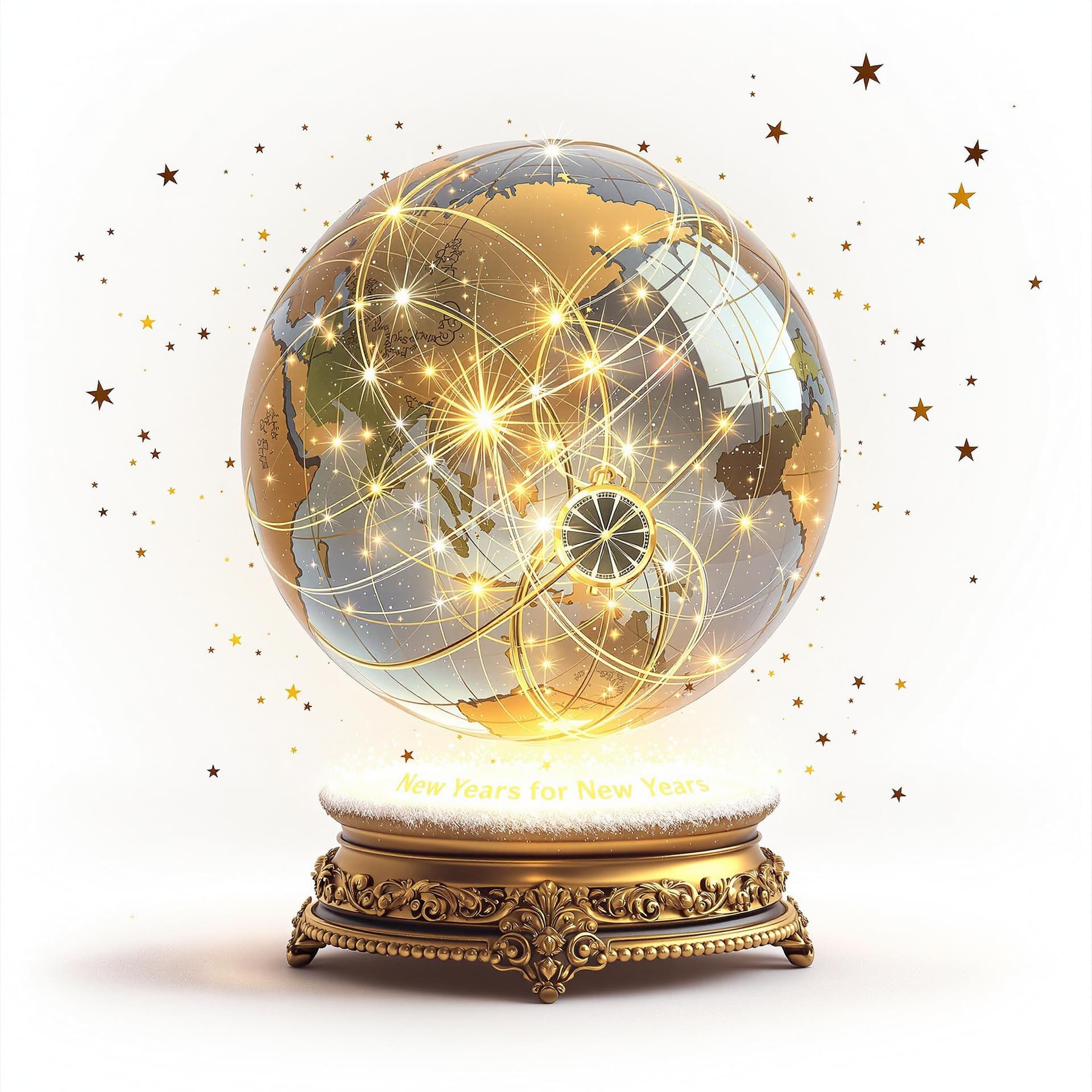 AI generated: a magic ball in the air without a support, it contains a whole world of New Year's magic, time machi...