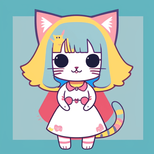 AI generated: cats and girl, (colorful pop cute illustration:1.3), sd