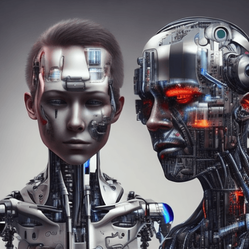 AI generated: Realistic, Two friends become cyborg, 