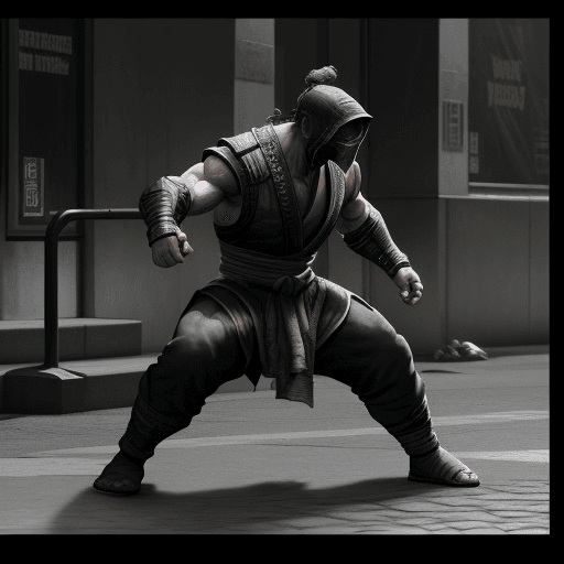 AI generated: Mortal Kombat, homeless, 4 k , ultra HD 