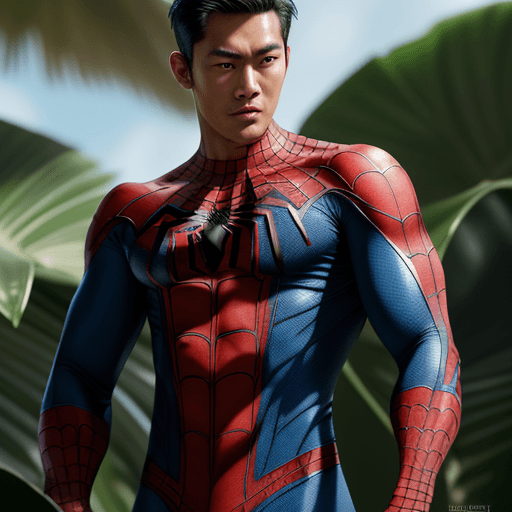 AI generated: hawaiian spiderman,  outfit, male, handsome, muscular, attractive, flirting, masterpice, (((full bod...