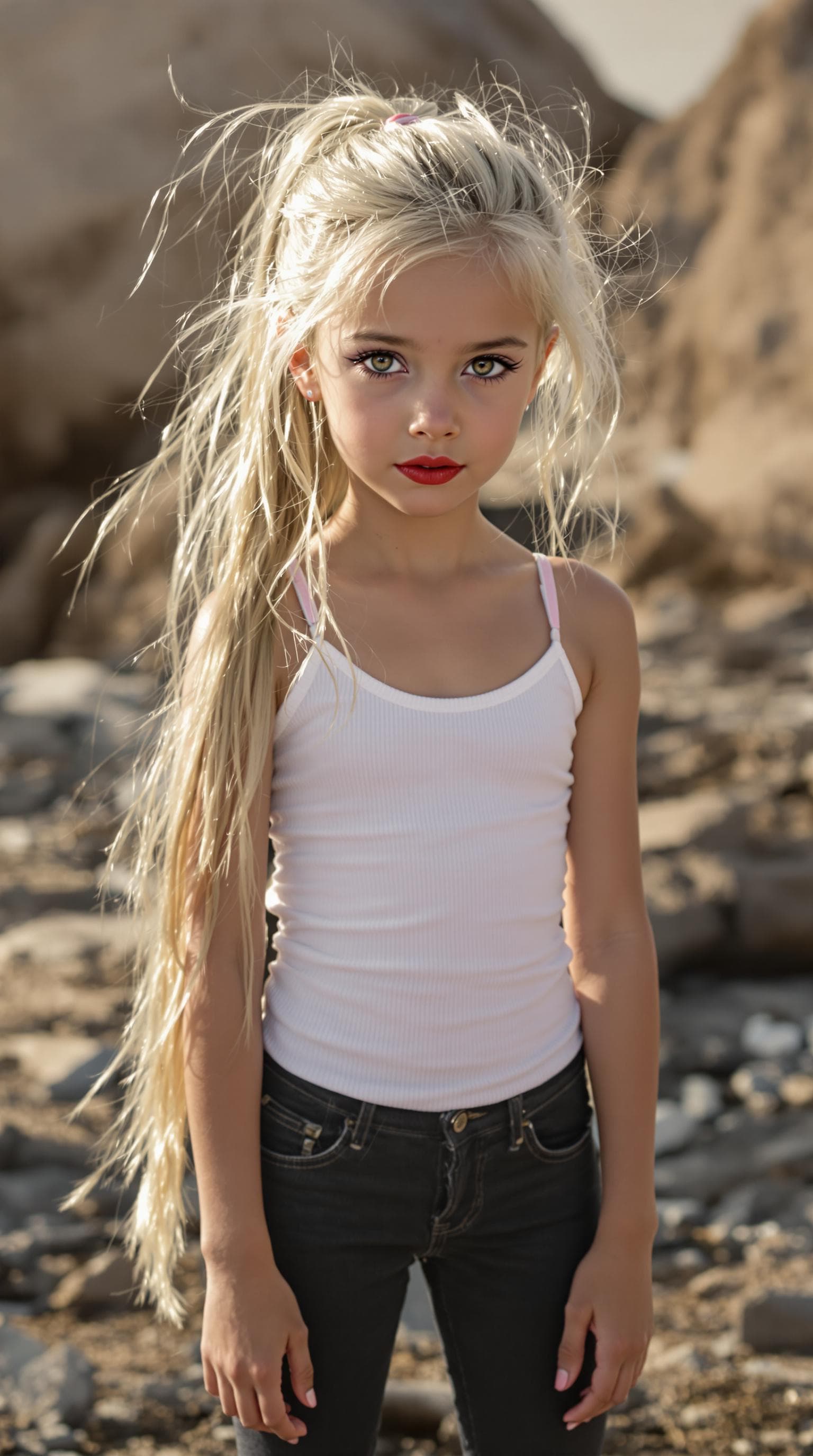AI generated: a professional photo of a exceptionally beautiful girl in the world (age 7), (seven year old), highl...
