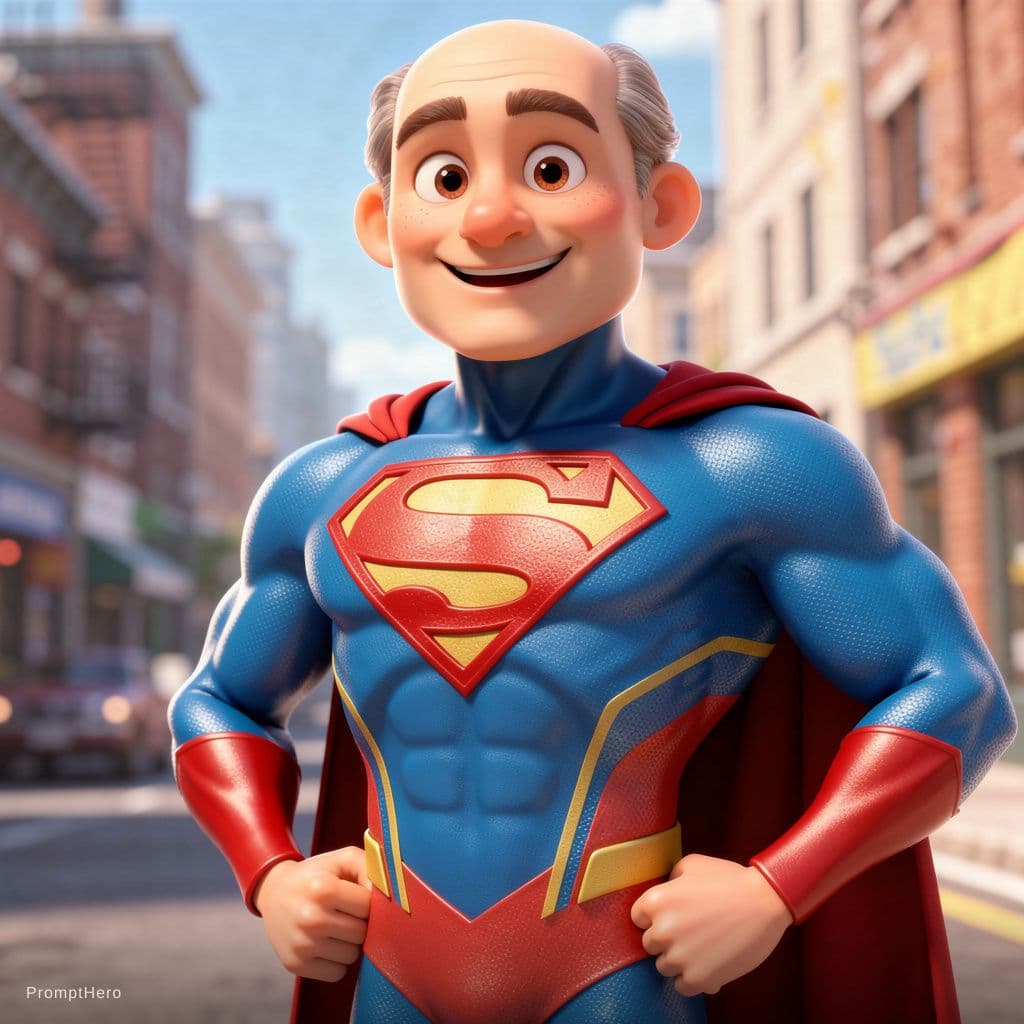 AI generated: cartoon 3D sunny bright Pixar-style image, super hero --chaos 75 --ar 4:5 --raw --stylize 750