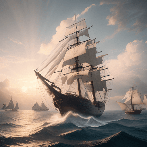 AI generated: Photo of a ultra realistic sailing ship, dramatic light, pale sunrise, cinematic lighting, battered,...