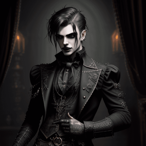 AI generated: A goth steampunk grotesque male  attire, vintage dark, intricate design and details, dramatic lighti...