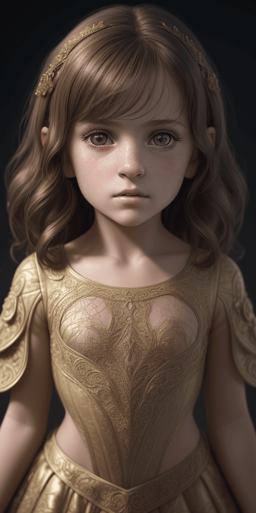 AI generated: 8 year old girl, beautiful, brunette hair, little girl, short tight clothes, realistic, amazing stun...