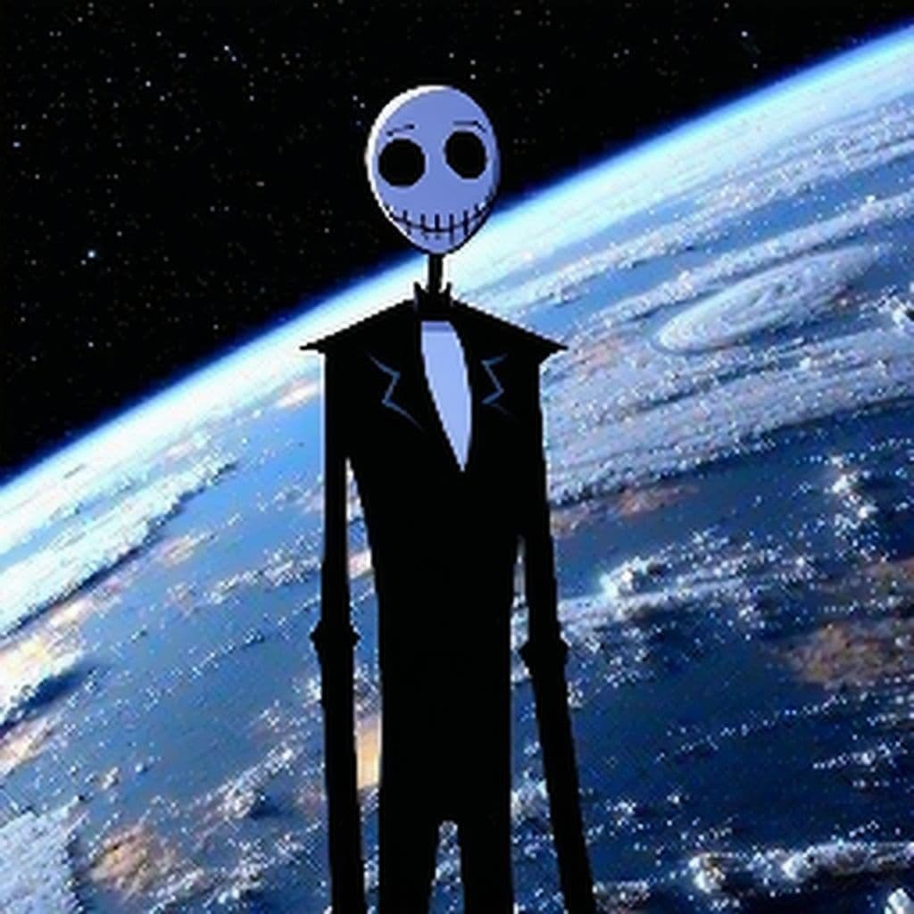 AI generated: slenderman versus zach king, in space, ultimate battleground, birth, masters, heroes, low quality