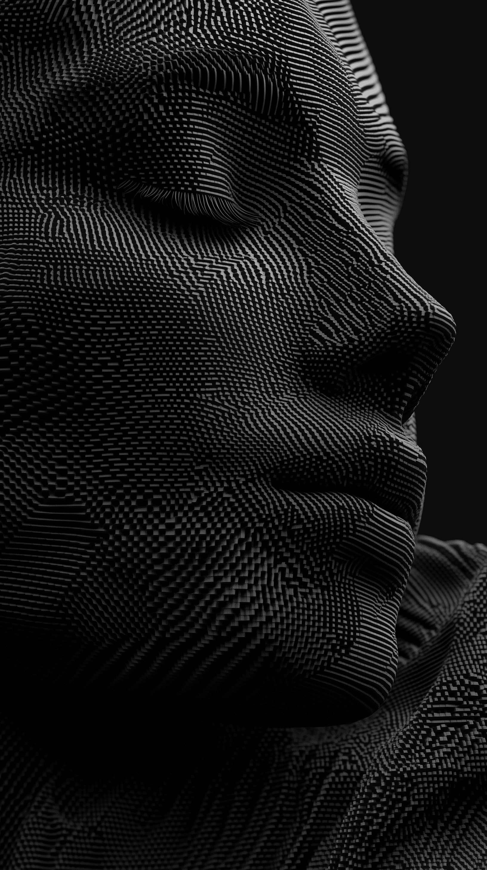 AI generated: Pixelated Pencil Sketch Art Work