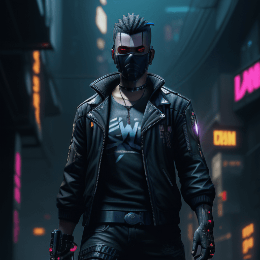 AI generated: dark boy with katana cyberpunk 2077
