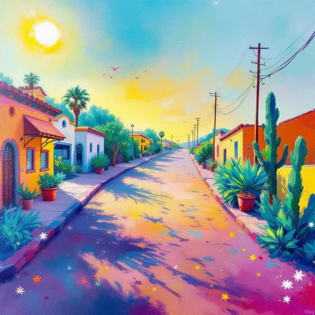AI generated: acrylic oil painting of Cinco de Mayo celebration on California
