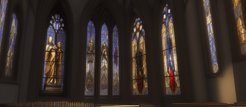 AI generated: cathedral,grand,light,gothic background, ,sacred,8k resolution, pure,luxury,radial sun light,3D rend...