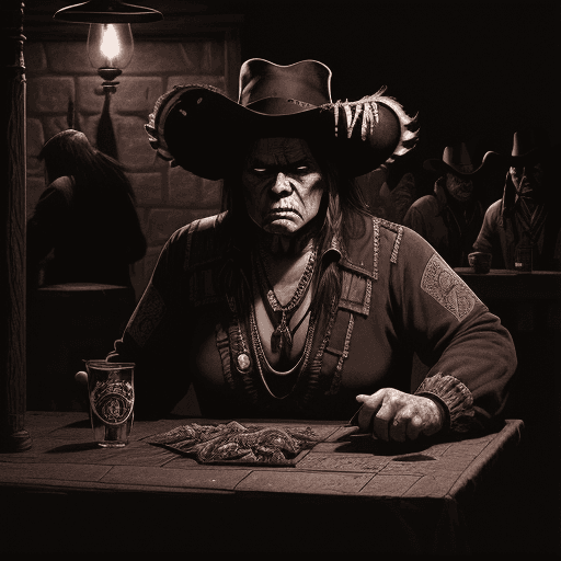 AI generated: western maniac from new poster by david murphy, in the style of necronomicon illustrations, lively t...