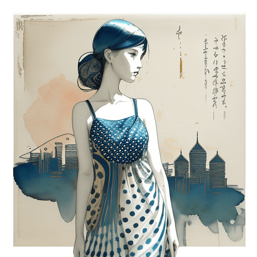 AI generated: Abstract fine line pencil sketch minimal watercolor color woman in a black and white stripes sundres...