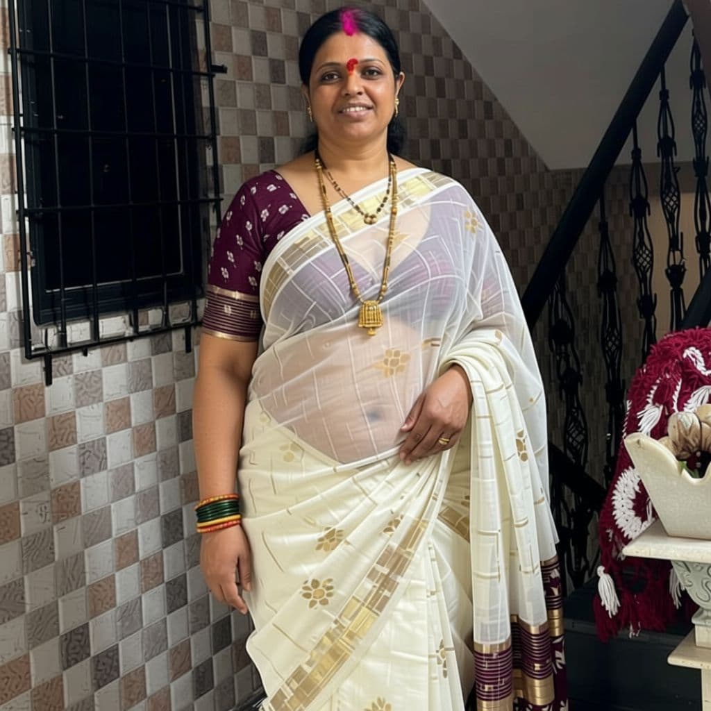 AI generated: Desi aunty full body with transparent saree
open navel ,drop saree ,only bra , big chest ,curvey , d...
