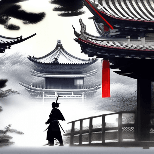 AI generated: Samurai in full armor, concept art in the style of Yoji Shinkawa and Dominik Mayer in a Chinese gard...
