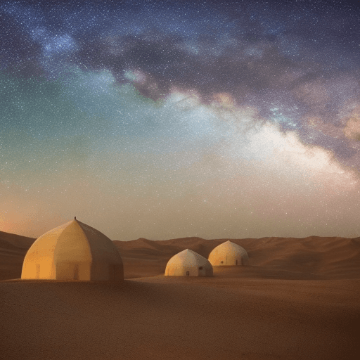 AI generated: Iranian domes in the desert on the starring night