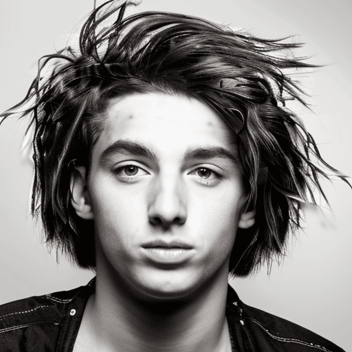 AI generated: Handsome European teenage boy with black and white hair 