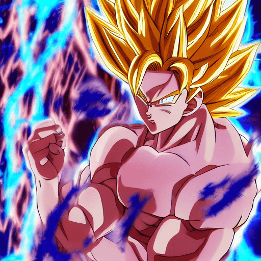 AI generated: anime style ultra instinct super saiyan, a girl,  magical sense, shoulder length messy hair , happy,...
