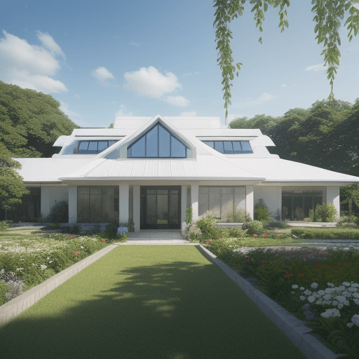 AI generated: realistic, A lot of hanging plants and trees, zoom out 3d exterior modern architecture, homestead, c...