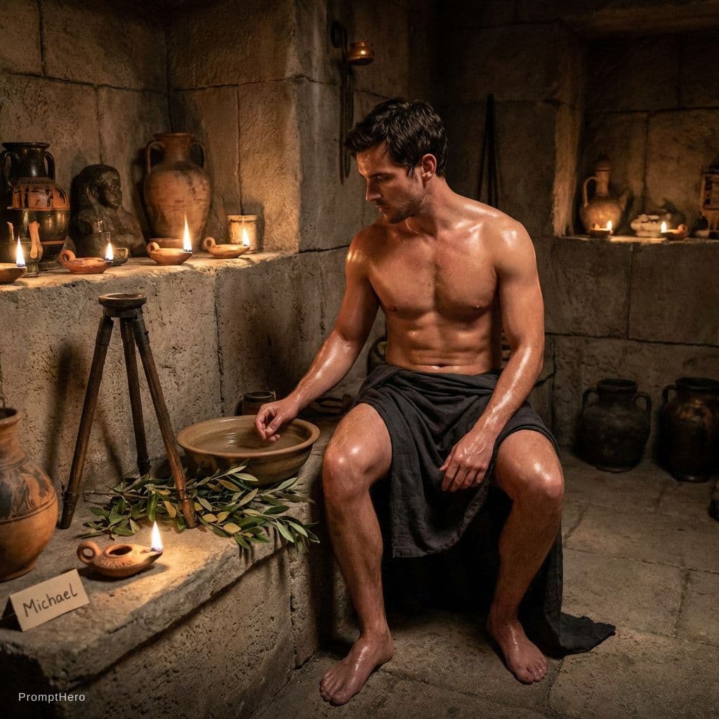 AI generated: nude, oiled, oracle, Michael 