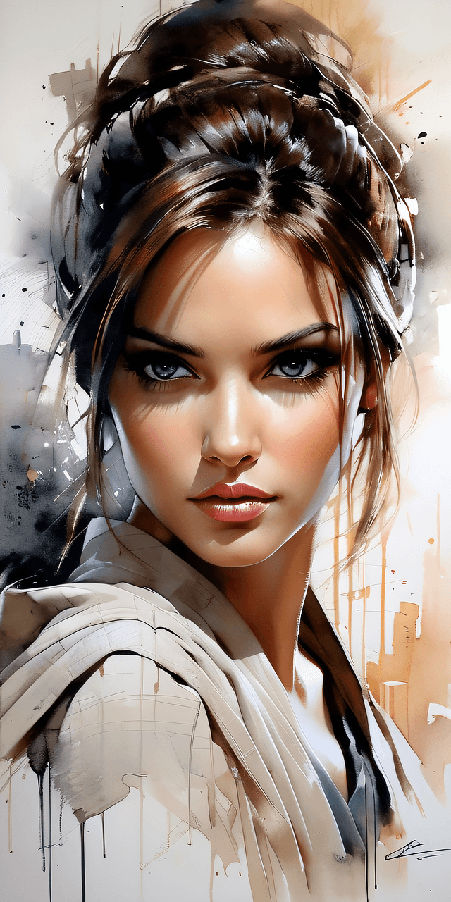 AI generated: full portrait of a gorgeous female jedi, Star Wars themed, sparkling eyes, seductive, expressive, sc...