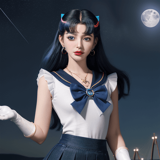 AI generated: Masterpiece, best quality, (1 girl), super sailor moon, denim shot, night sky, moonlight, evening, w...