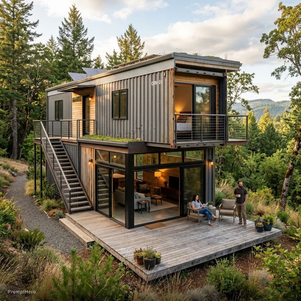 AI generated: modern house, made in a container
