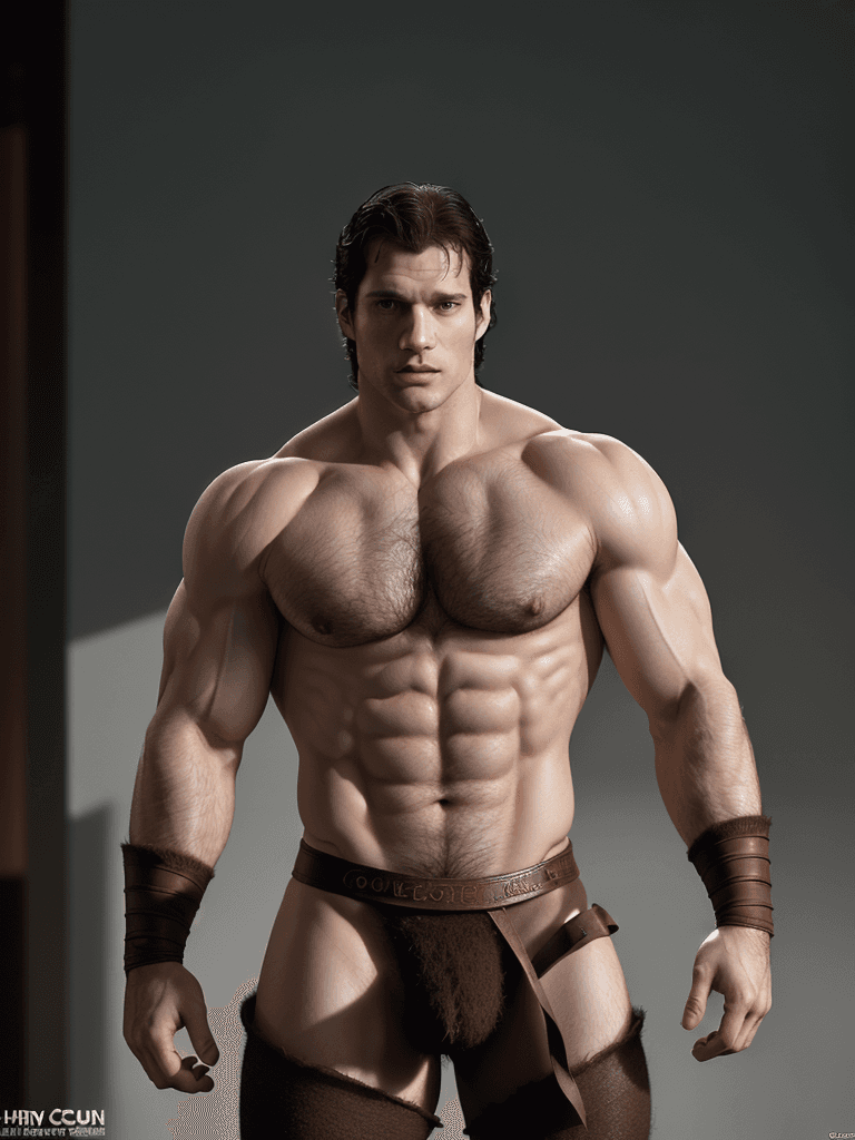 AI generated: Henry Cavill ((full nude frontal body)), big muscles and thick boner, in his thirties, fully uncloth...