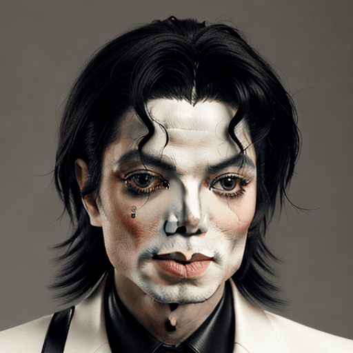 AI generated: Realistic fashion photo portrait of pop superstar Michael Jackson, slender, pale, beautiful makeup, ...
