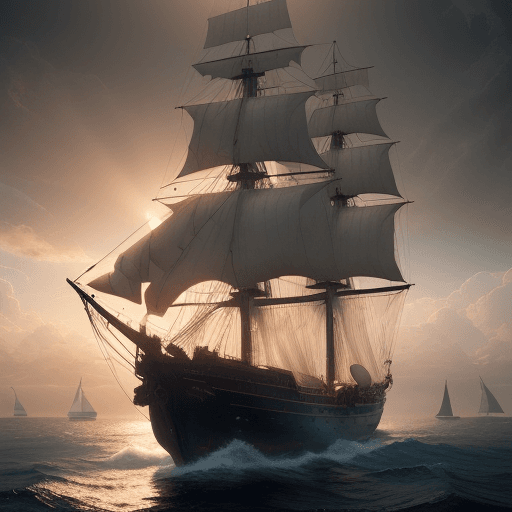 AI generated: Photo of a ultra realistic sailing ship, dramatic light, pale sunrise, cinematic lighting, battered,...