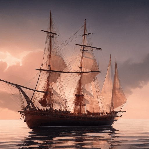 AI generated: Photo of a ultra realistic sailing ship, dramatic light, pale sunrise, cinematic lighting, battered,...