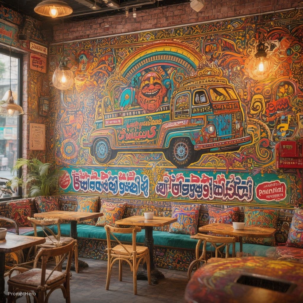 AI generated: If you want to generate a **professional café interior design concept** with a **Pakistani Lahori Tr...